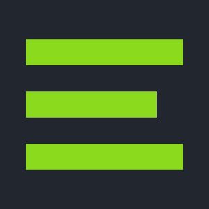 A minimalist logo featuring three horizontal bars in a gradient of lime green shades on a dark background, symbolizing connectivity or layers.